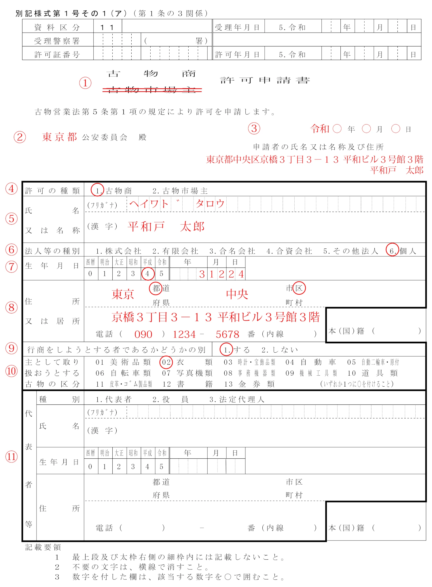 古物商許可申請書の書き方と注意点【記載例・個人法人対応】 | 古物商 