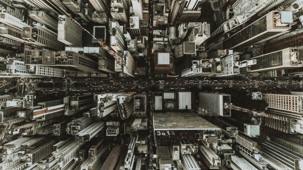 上空から見た都会の様子